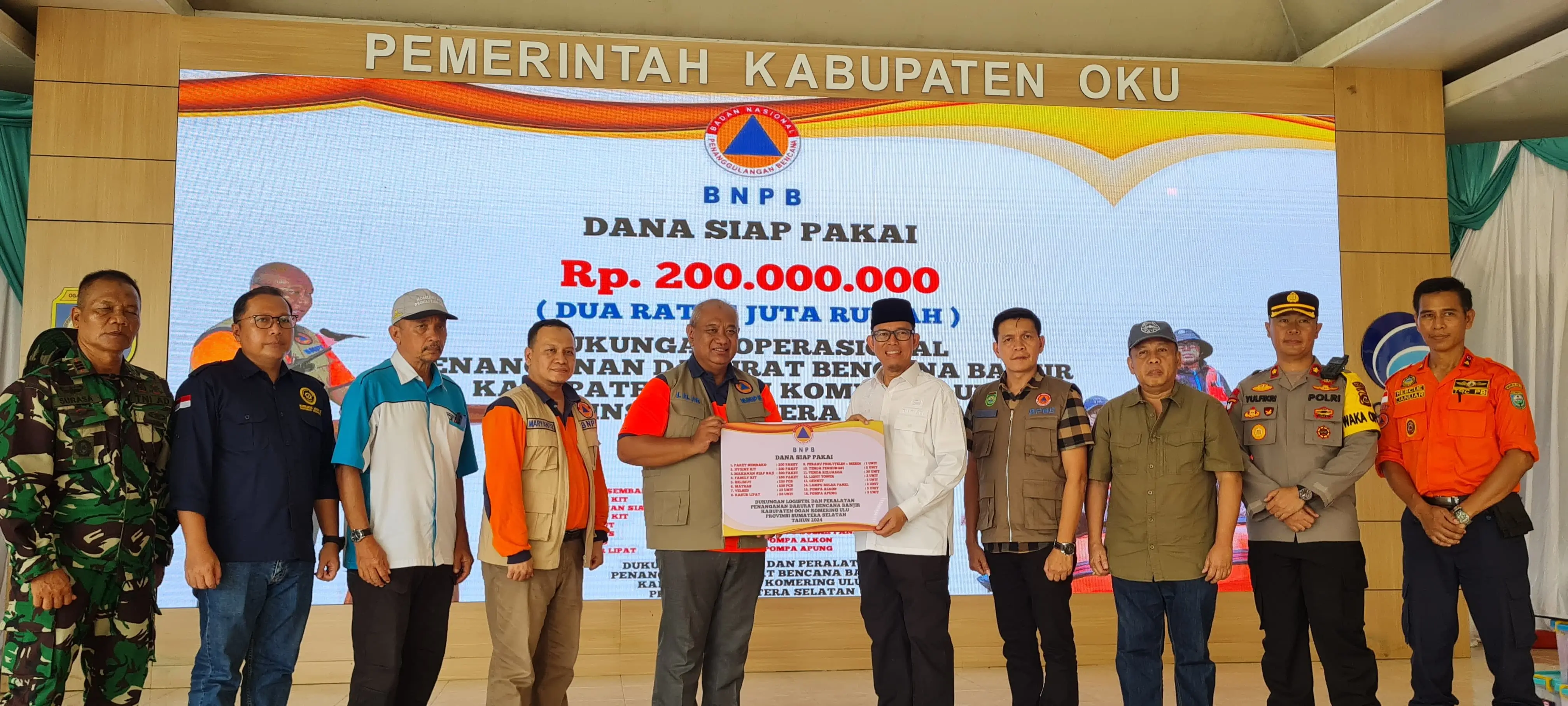 BNPB Berikungan Dukungan Operasional Penanganan Bencana Banjir Kabupaten Ogan Komering Ulu